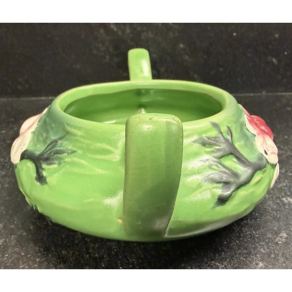 Vintage Roseville Pottery‎ Magnolia Green Mini Console Bowl Planter #04